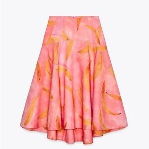 Tik Tok viral Zara Pink Banana Print Skirt, Size XL NEW WITH TAGS